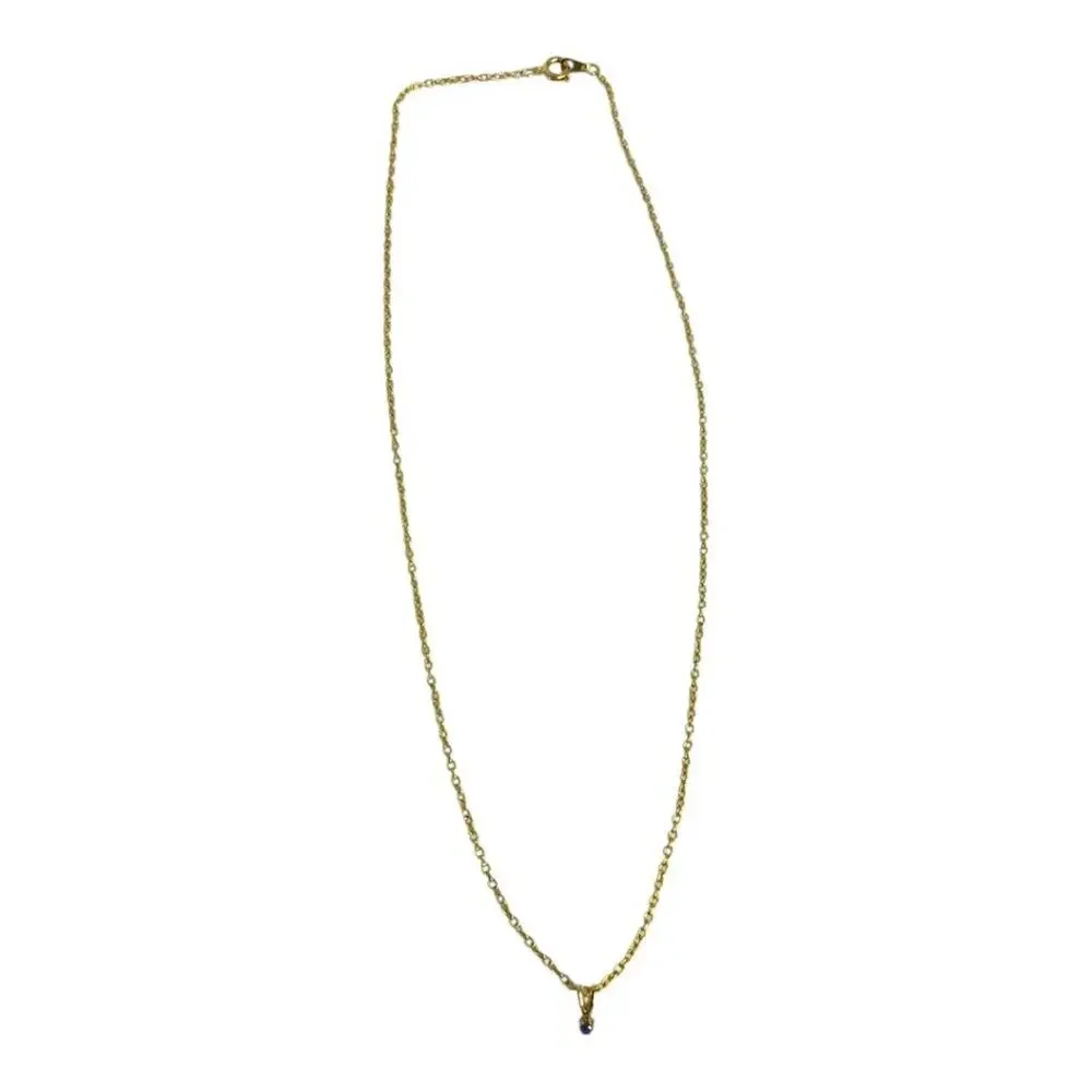 Delicate Gold Tone Blue Stone Charm Necklace